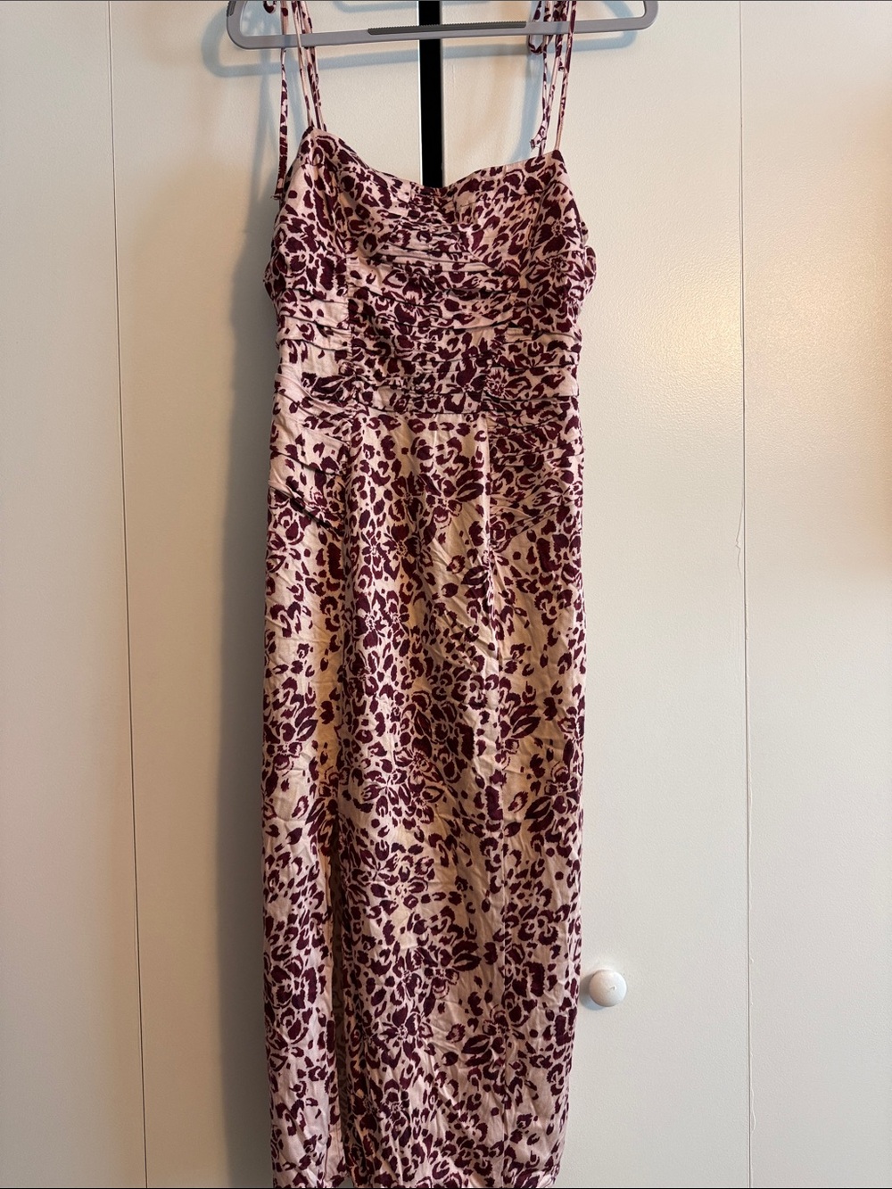 Free People Mauve Floral Spaghetti Strap Midi Dress, XS